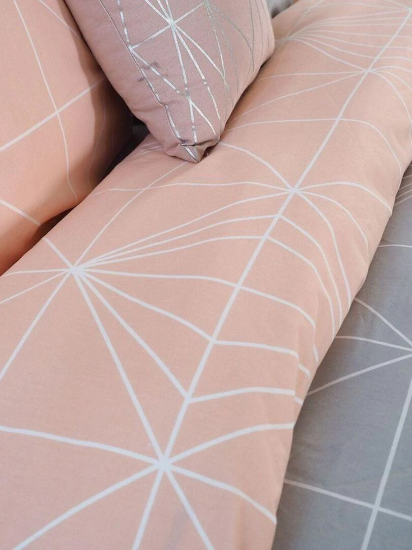 Housse de couette 140x200 + 1 taie d'oreiller 63x63 Coton Shyne   Gris