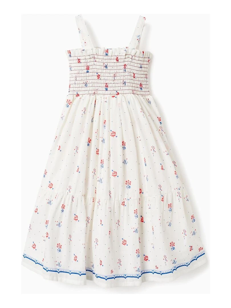 Robe Florale à Bretelles En Coton Pour Fille manches courtes PICASSO Beige clair