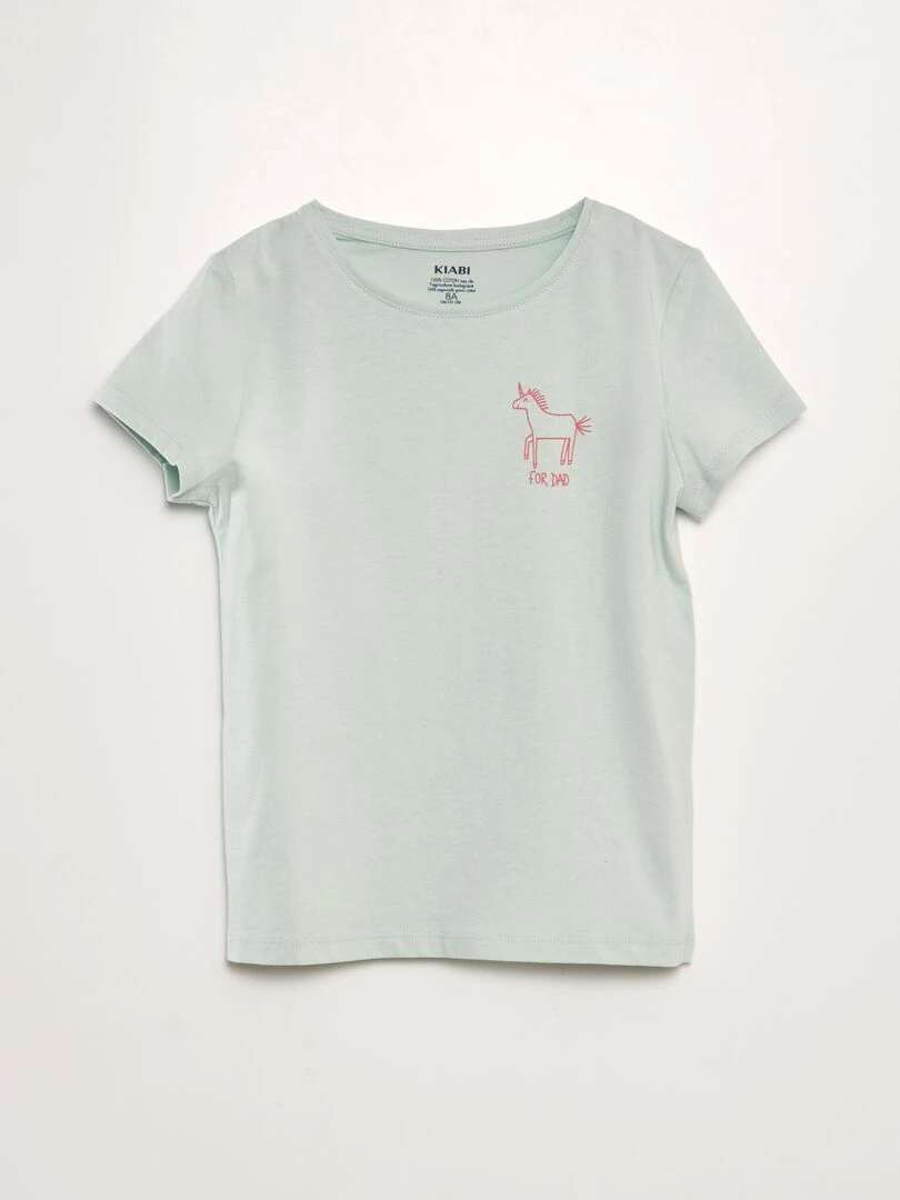 T shirt en coton impirmé Vert