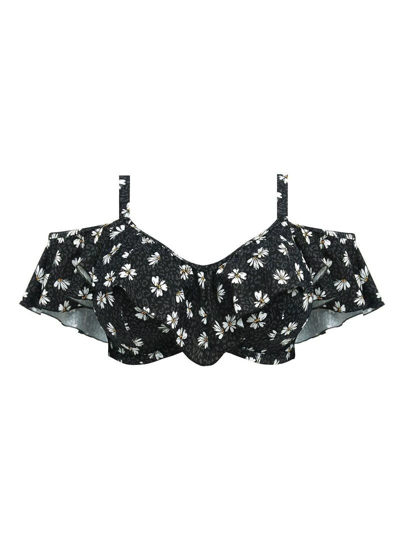 Haut de maillot de bain volanté grande taille Plain Sailing   Noir