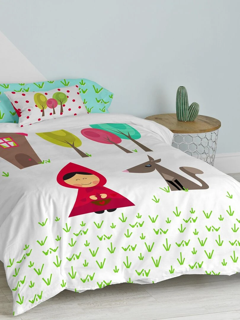 Parure housse de couette 2 pièces Grandma "Happyfriday" Blanc