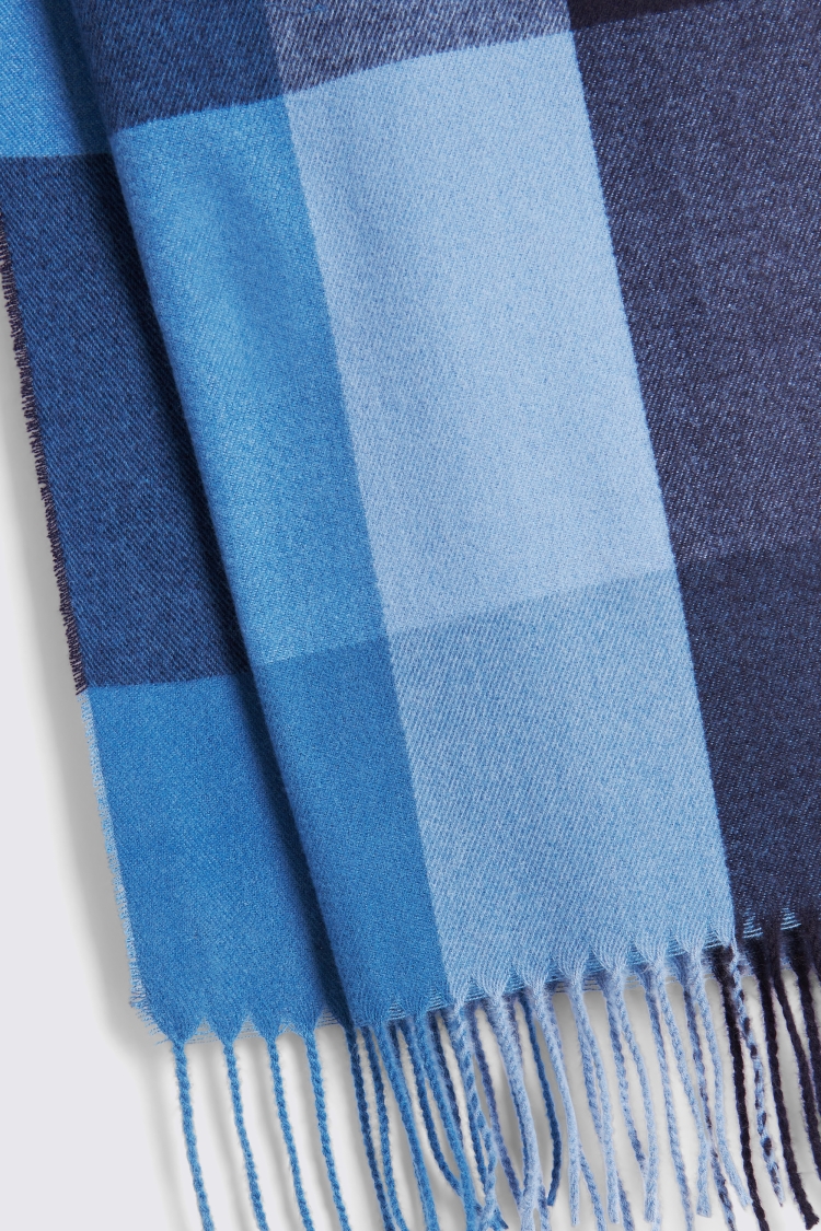 Navy & Blue Battenberg Recycled Cashmiele Scarf   Buy Online at Moss