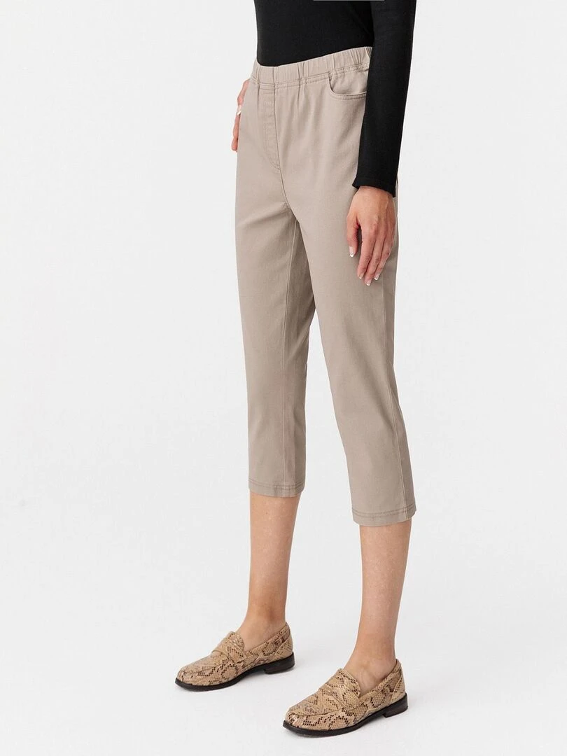 Pantacourt gabardine extensible Damart Marron