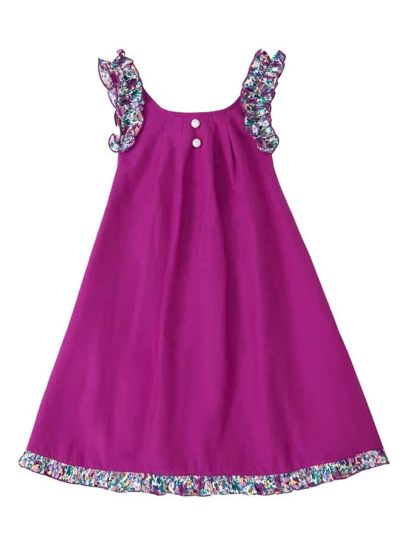 Robe cérémonie Fleurie Violette Fille  Noeud Amovible  ANAIS   La Faute à Voltaire   Violet