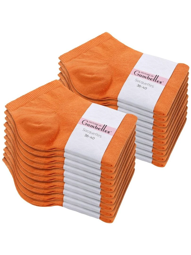 Socquettes Coton Prémium Lot 20 Paires Fabrication UE Orange