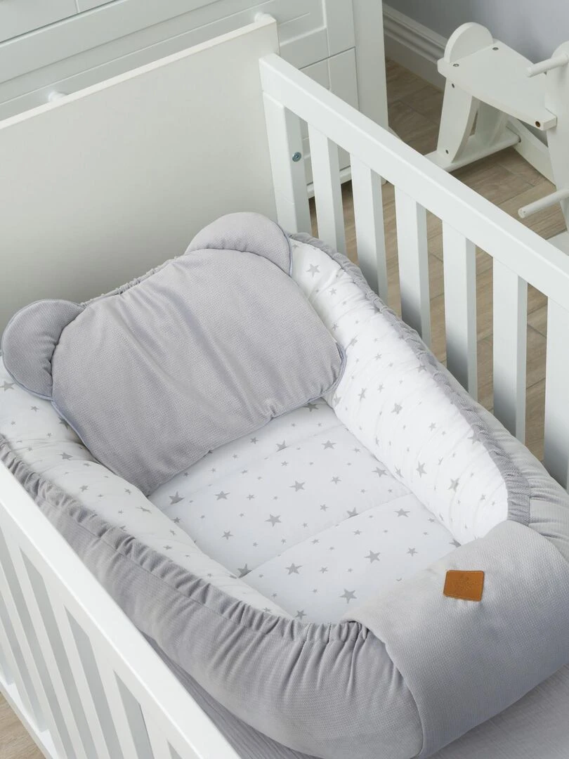 Drap housse uni en gaze de coton   Gris