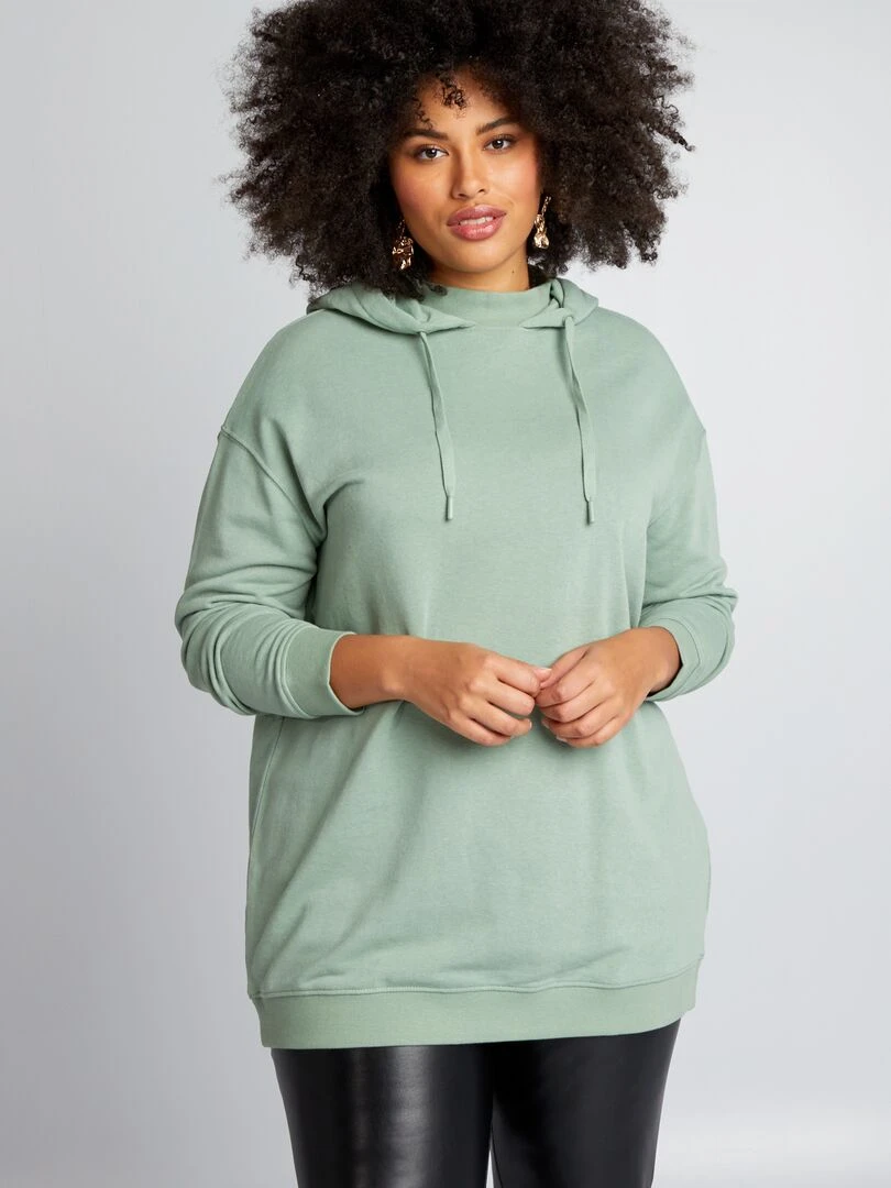 Sweat long à capuche Vert