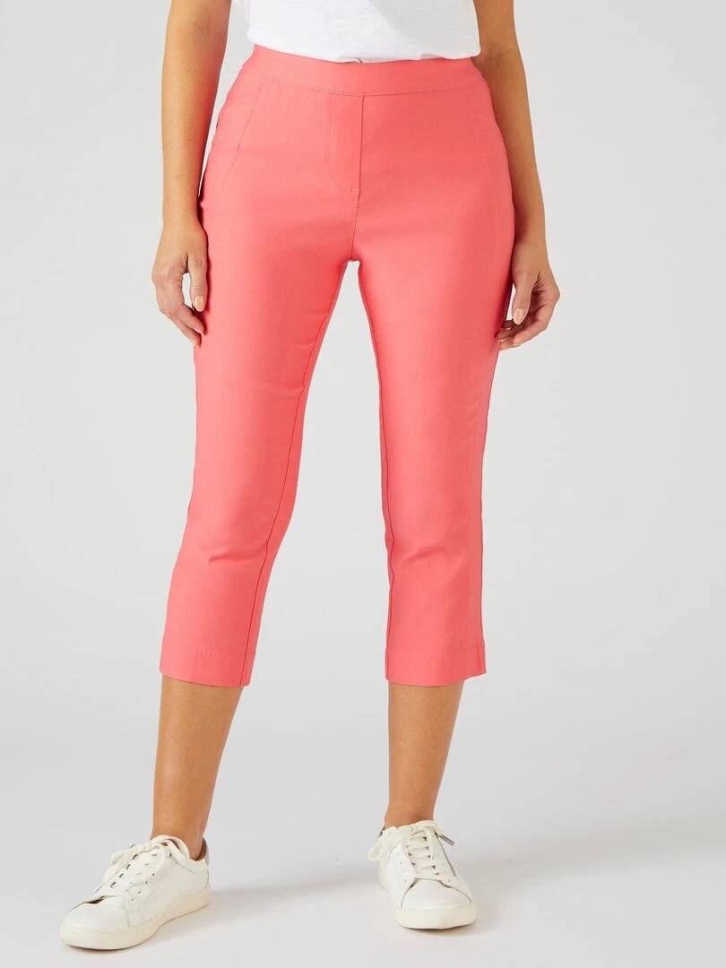 Pantacourt toile stretch Damart Rose