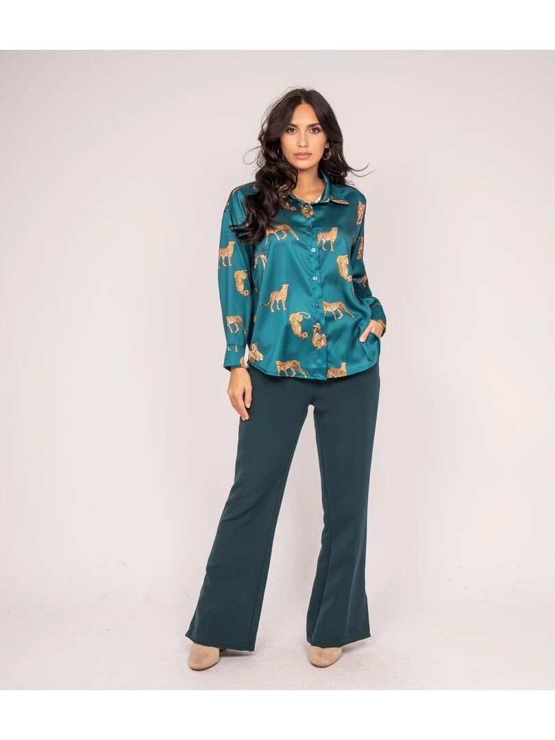 Chemise satin motifs ORACIO   Vert