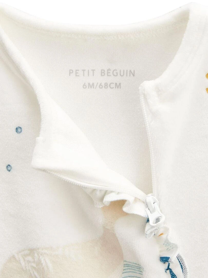 Pyjama bébé en velours ouverture zippée Iskia   Ecru