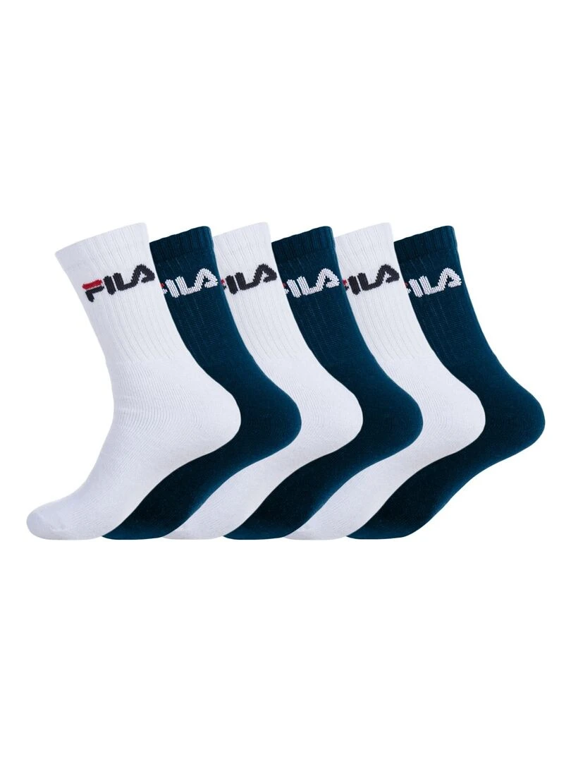 Lot de 6 Paires de Chaussettes Tennis homme Fila Bleu Blanc