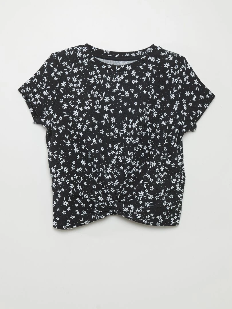 Ensemble t shirt + pantalon imprimé   2 pièces   Noir