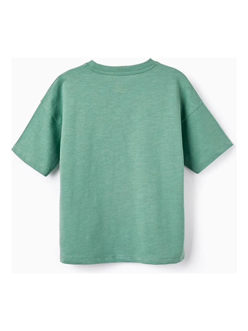T Shirt De Coton Pour Garçon 'Musique' manches courtes Vert foncé