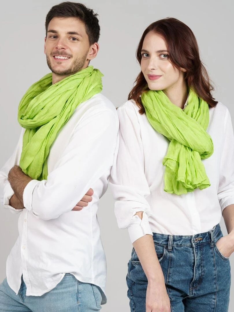 Chèche coton Uni Vert anis