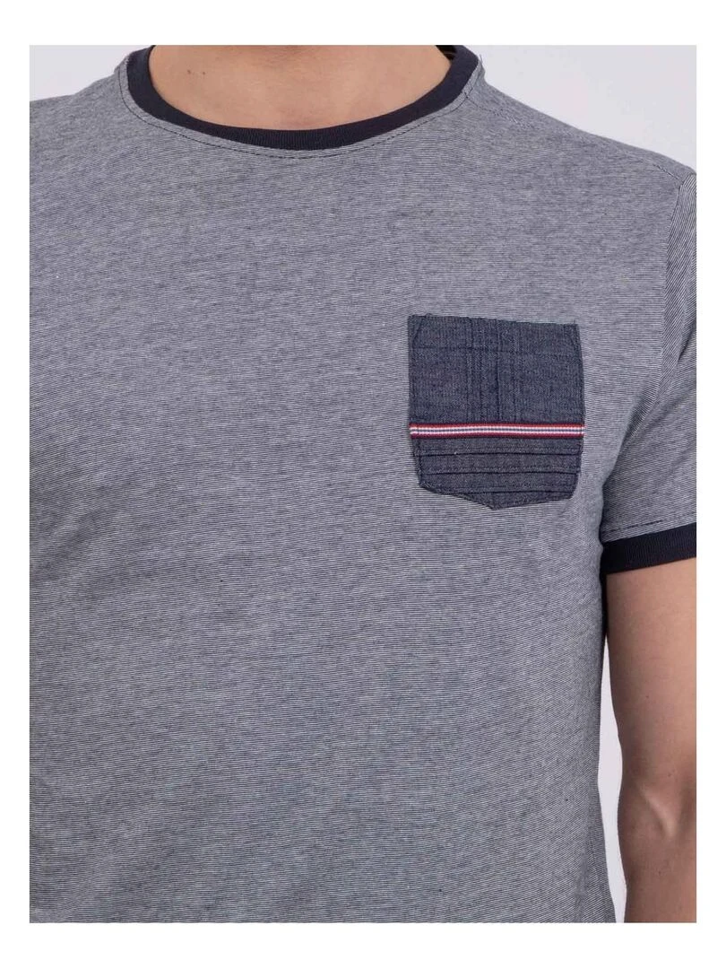 T shirt col rond pur coton NABASTIL   Bleu marine