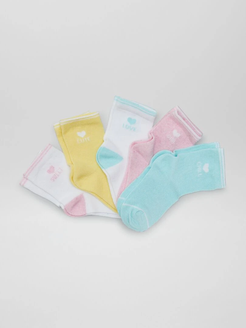 Lot 5 de chaussettes hautes Rose