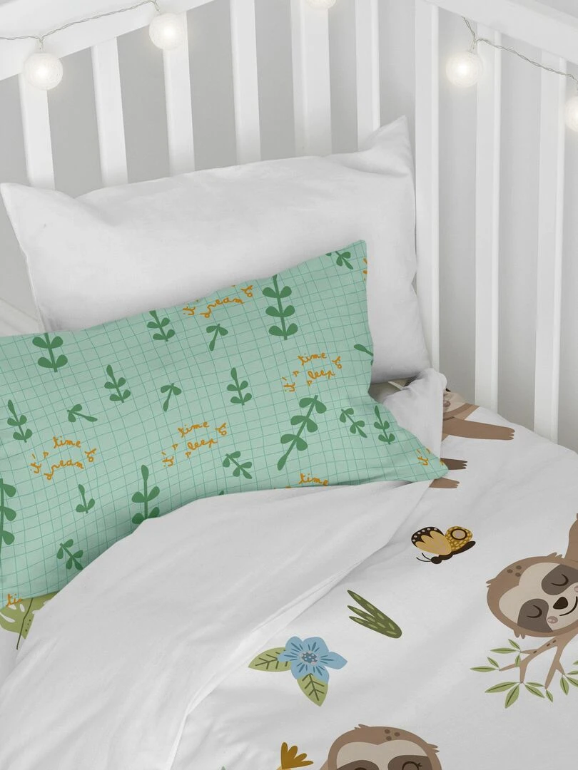 Parure housse de couette 2 pièces Happy sloth Berceau "Happyfriday" Multicolore