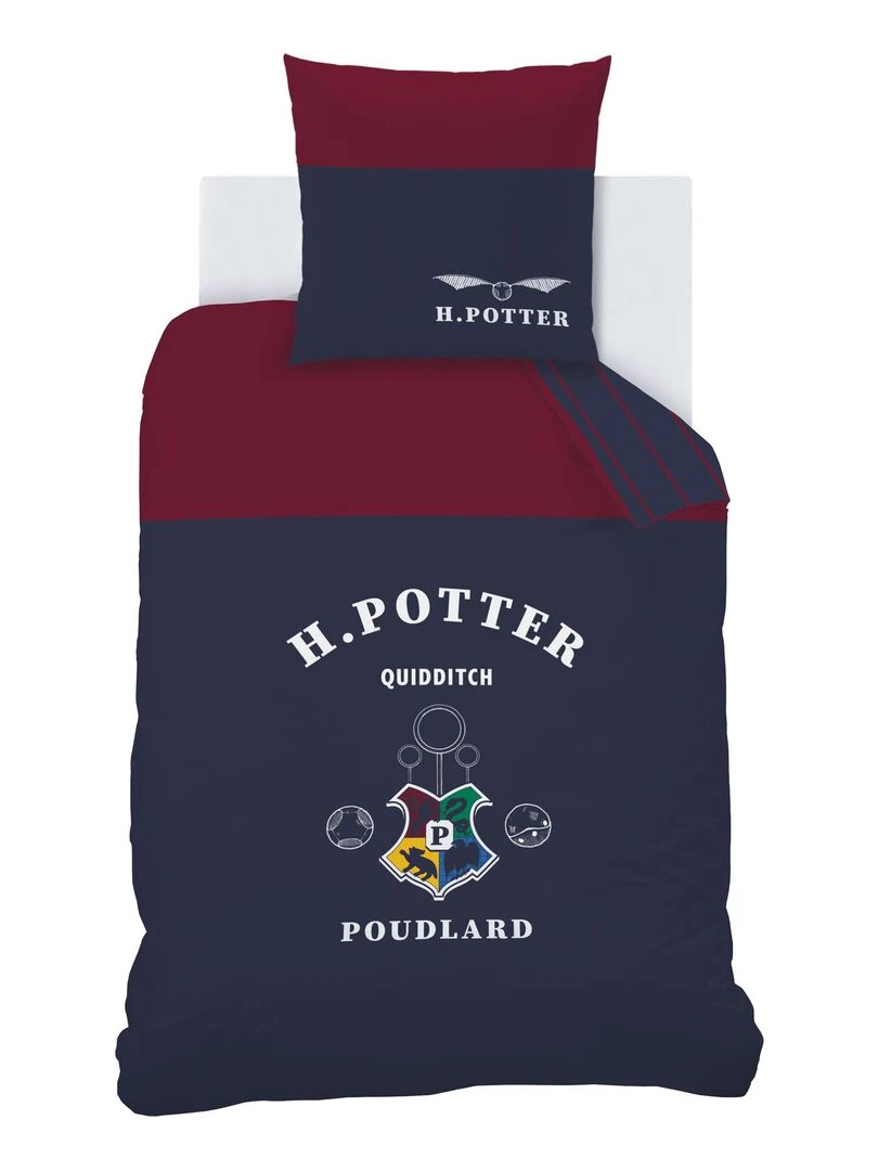 Parure de lit imprimée 100% coton  HARRY POTTER STRIPE   Bleu marine