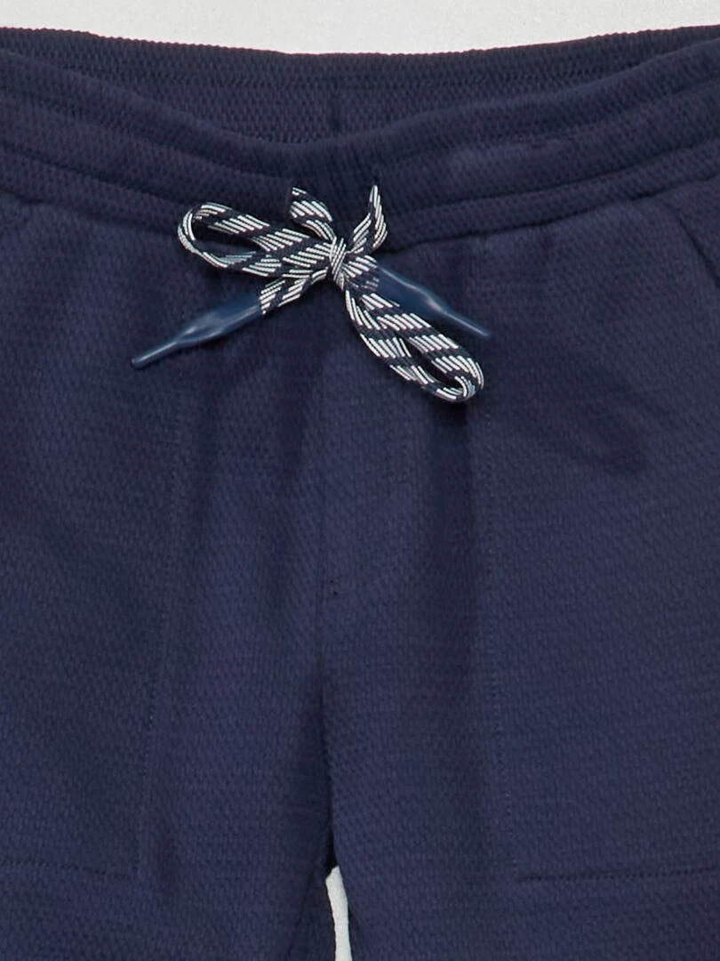 Pantalon de jogging en piqué de coton Coupe + confortabe Marine