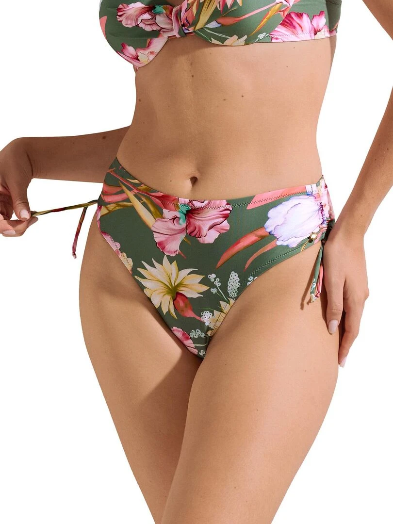 Bas maillot slip de bain taille haute côtés réglables Rimini Vert