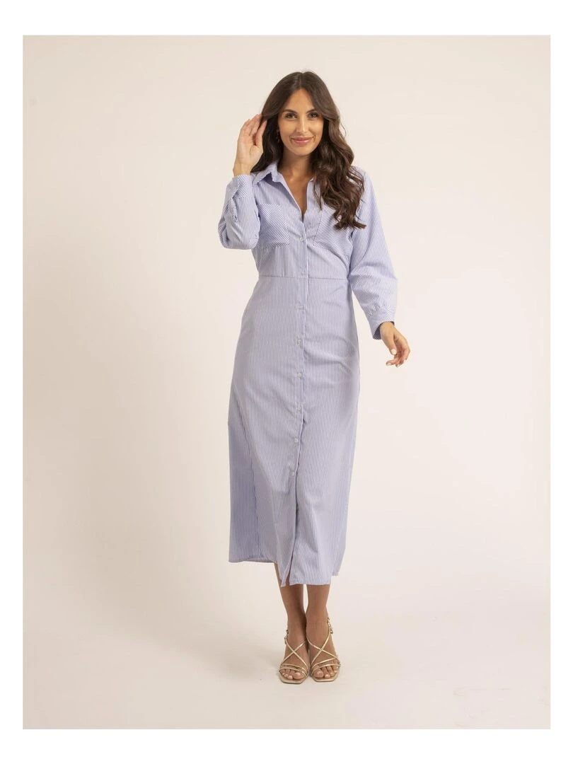 Robe chemise longue rayée IRNA   Bleu