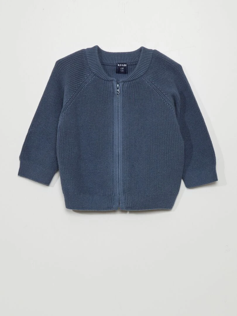 Gilet côtelé zippé Bleu