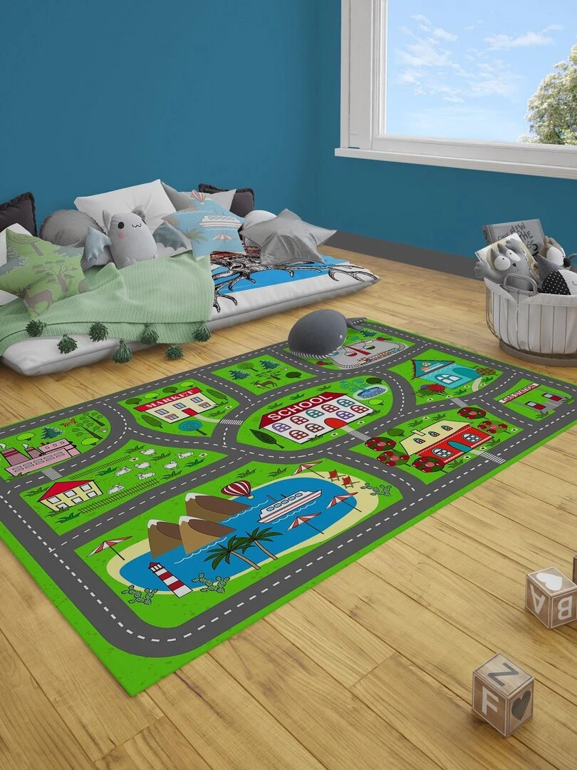 Tapis Enfant Village Vert