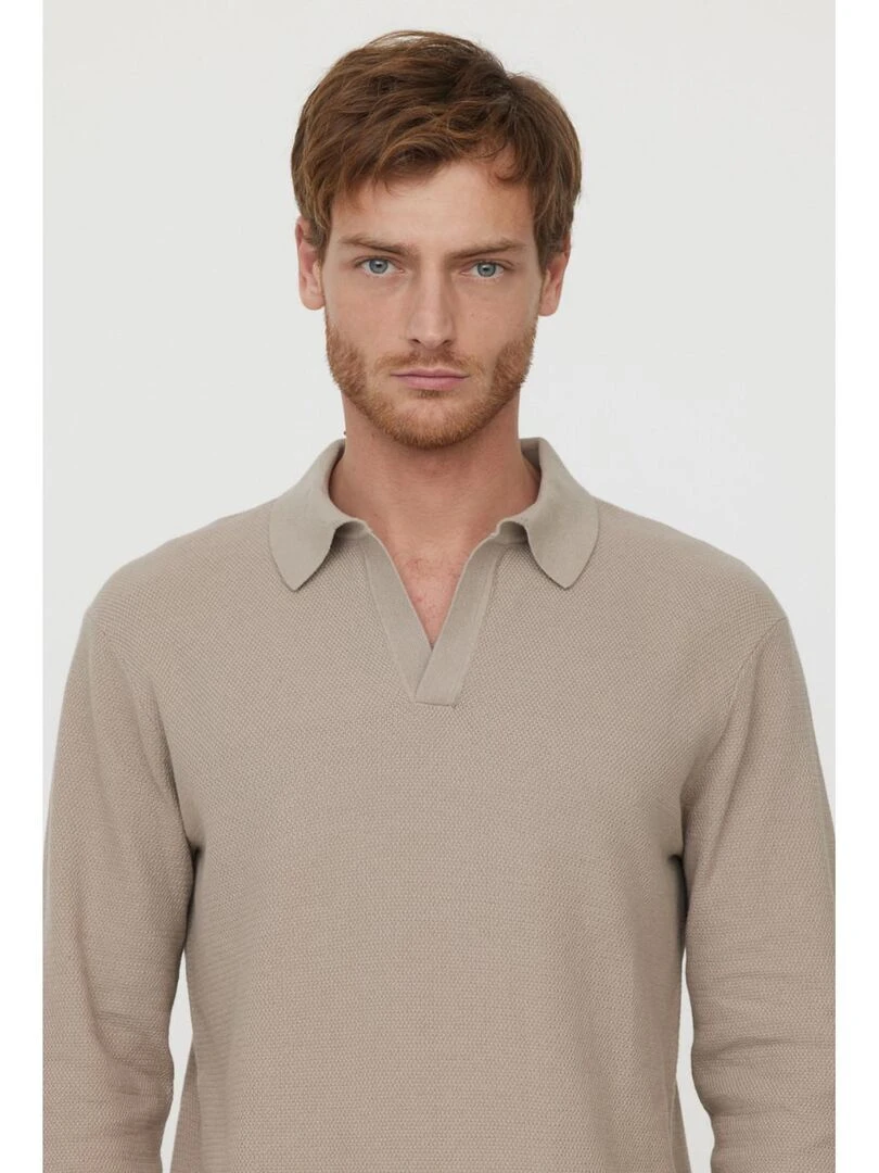 Lee Cooper   T Shirt manches longues coton regular BINO   Taupe