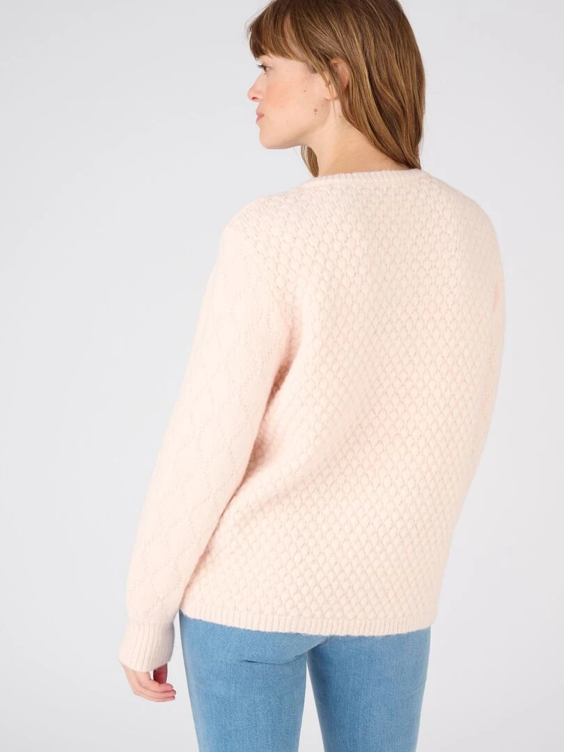 Pull maille fantaisie Thermolactyl   Damart   Rose pâle