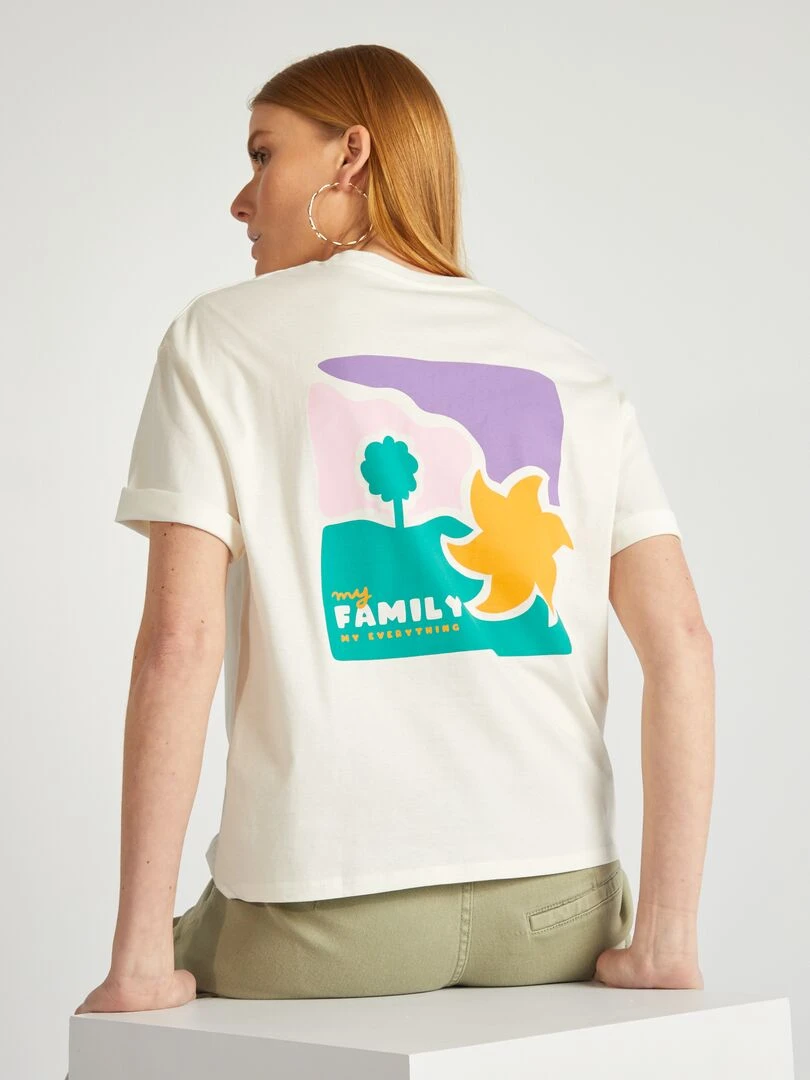 T shirt en coton à col rond BLANC