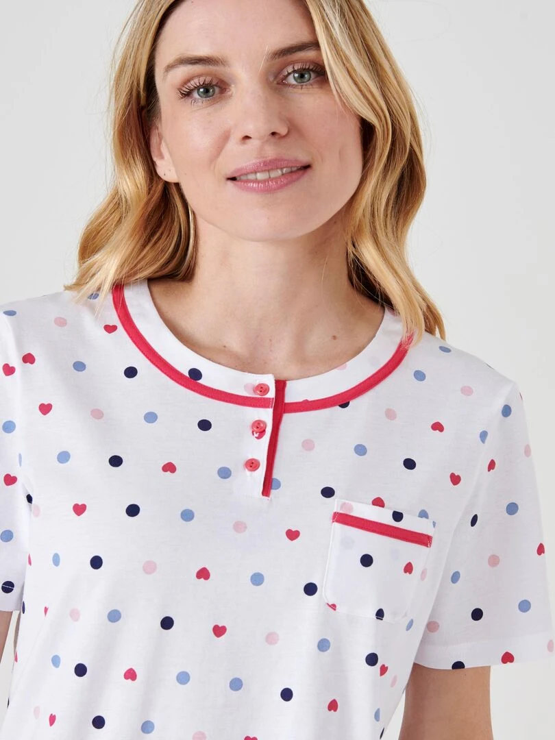 Pyjacourt imprimé jersey Damart Rose