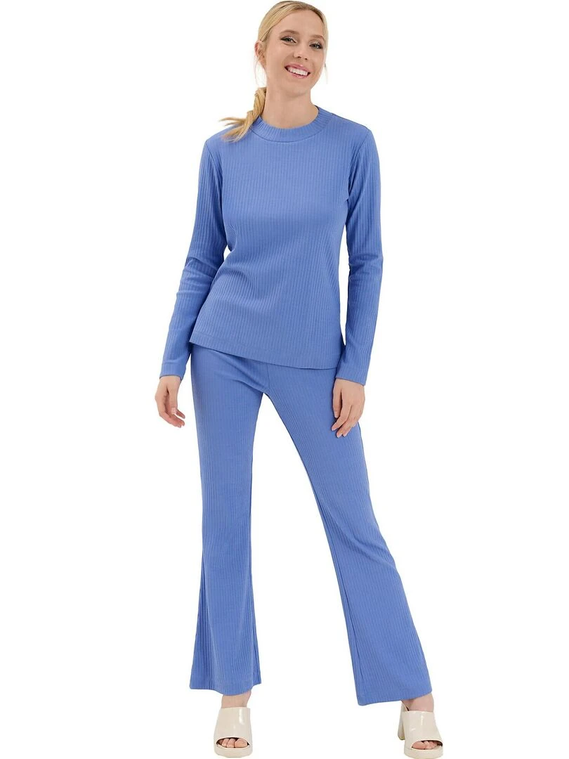Bas pyjama pantalon évasé Lucky   Bleu