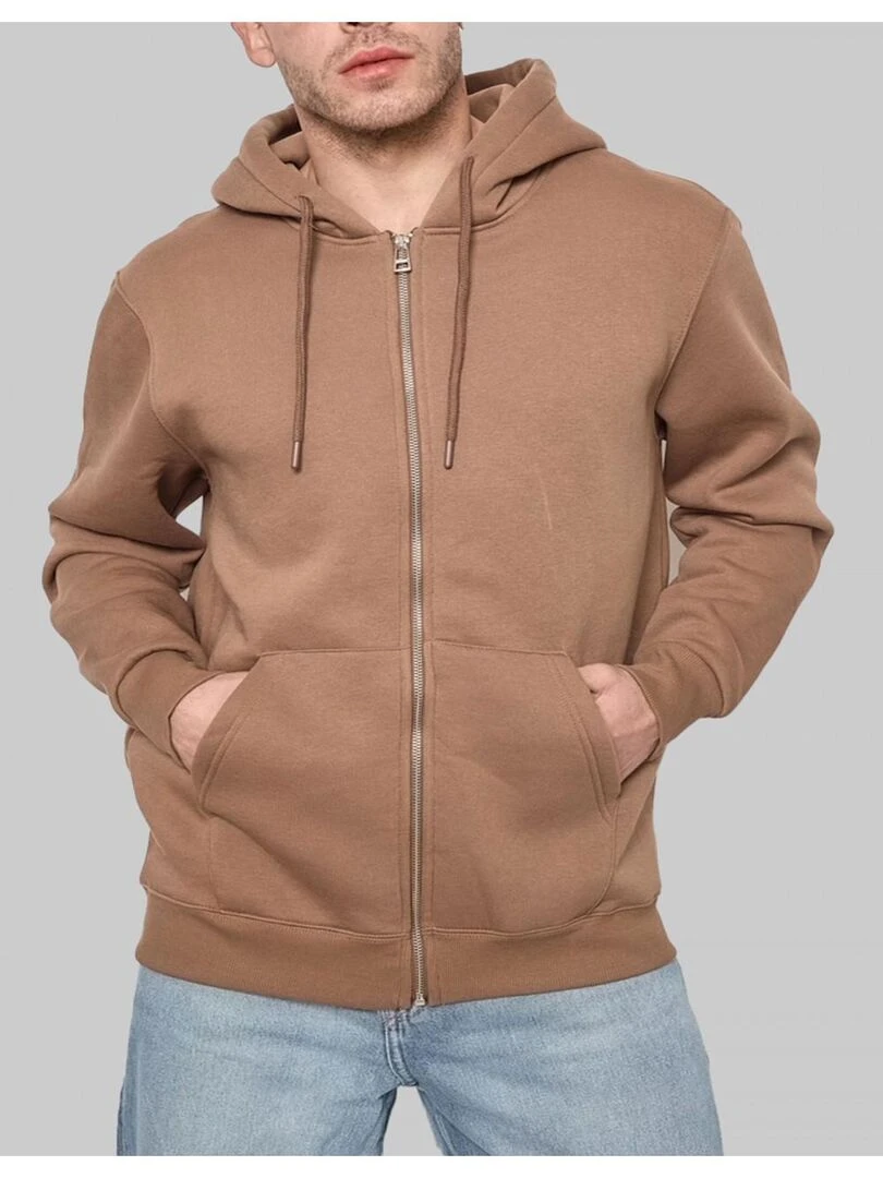 Sweat à capuche zippé Kebello Marron