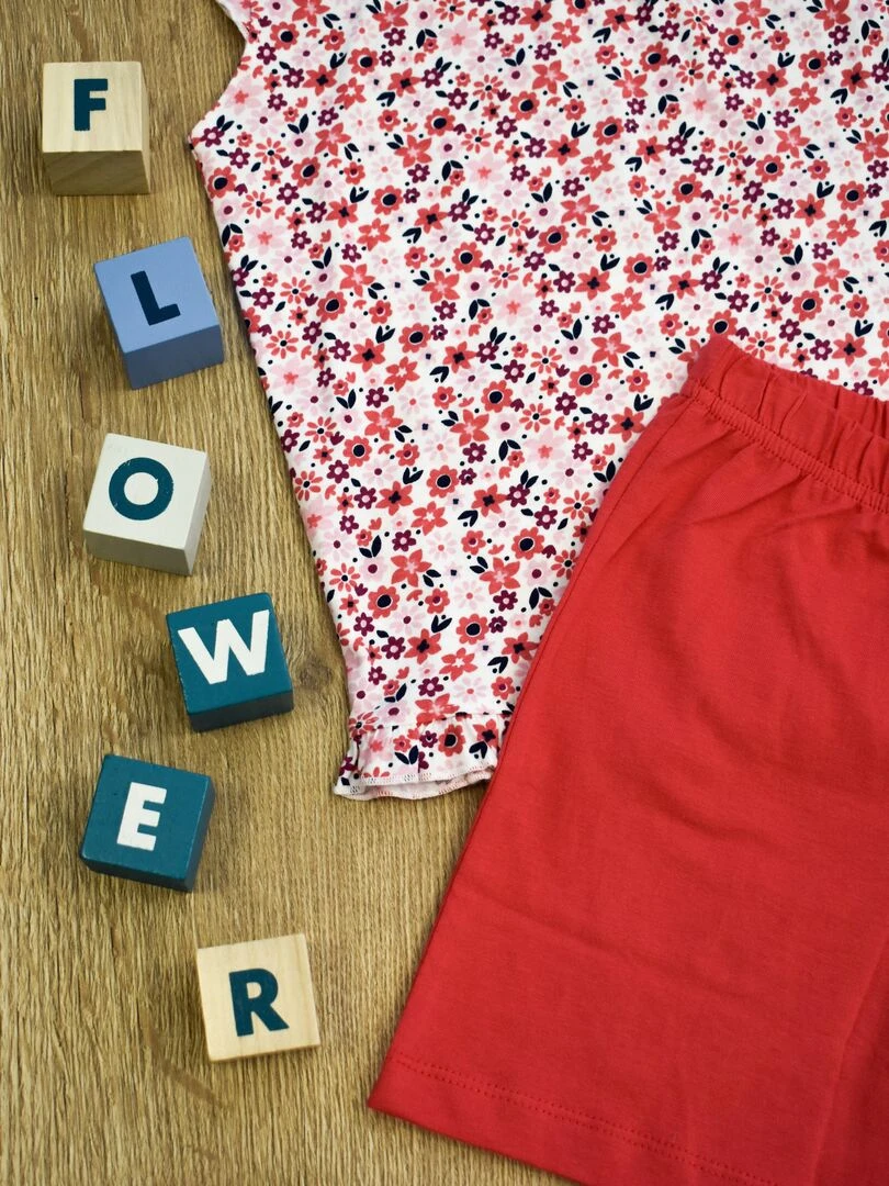 Pyjama short Jersey 'flower Power''doo&bo'   rose fushia