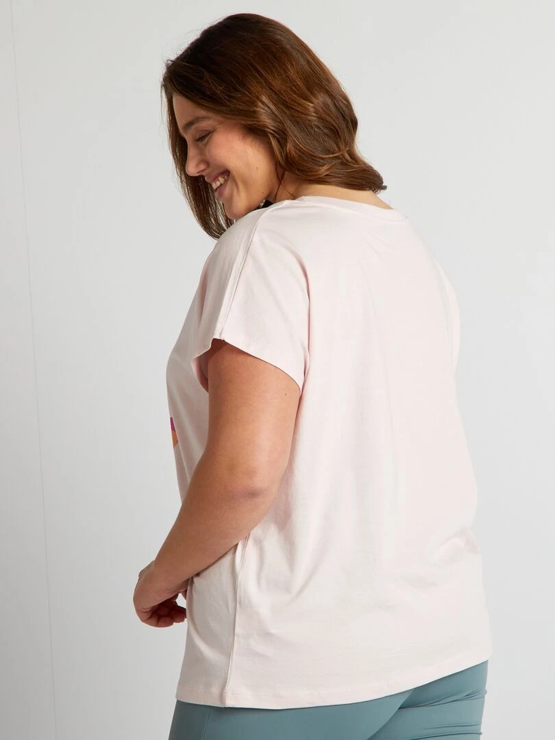 T shirt en coton avec imprimé   Rose