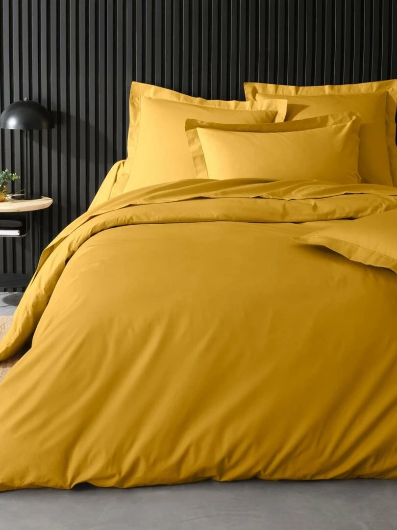 Housse de couette en percale de coton uni Jaune