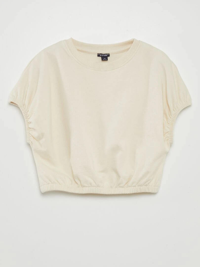 Tee shirt à manches élastiquées   Ecru