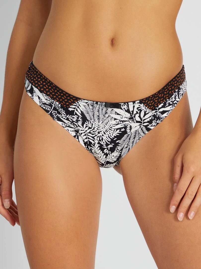 Tanga imprimé 'Envie de Lingerie' Blanc/noir