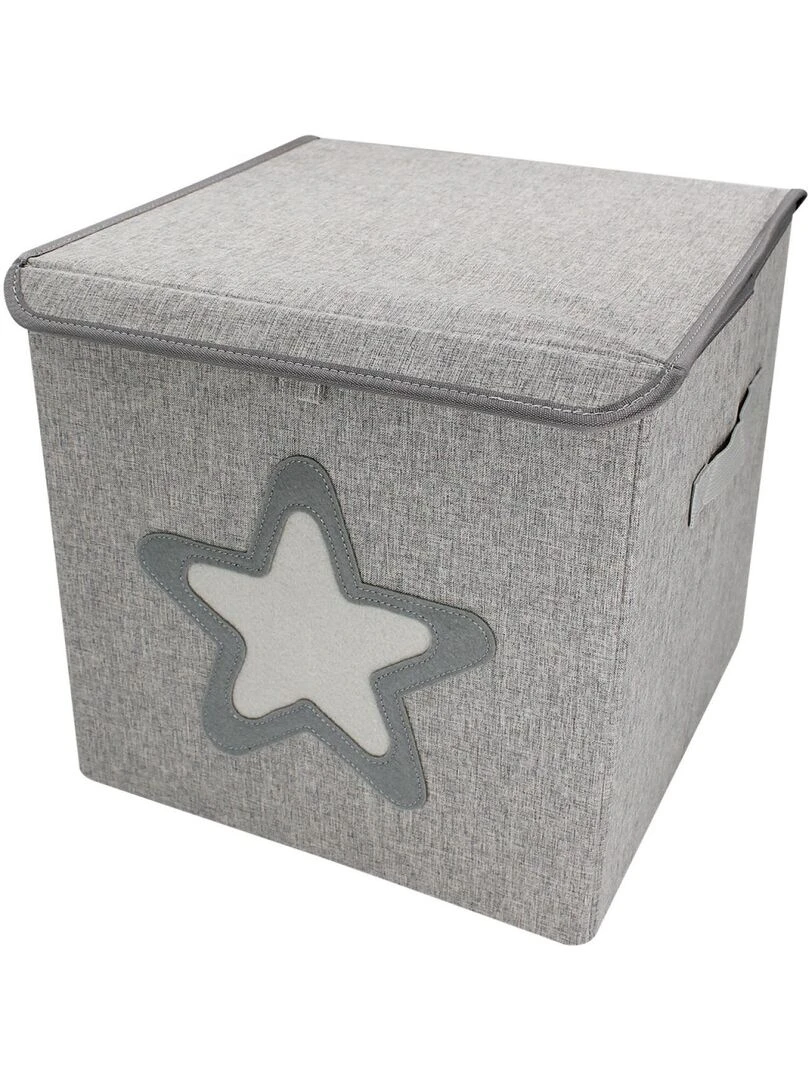 Lot de 2 boites de rangement coffre à jouets pour enfant avec couvercle Monsieur Bébé Gris