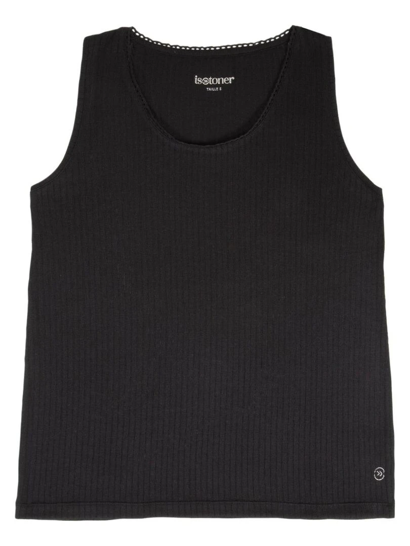 Débardeur Femme maille côtelée Noir   Noir