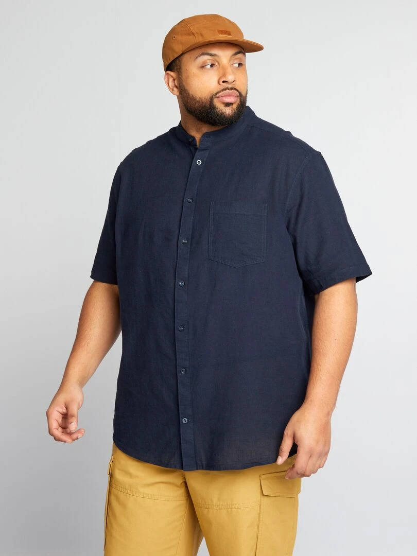 Chemise col mao Marine