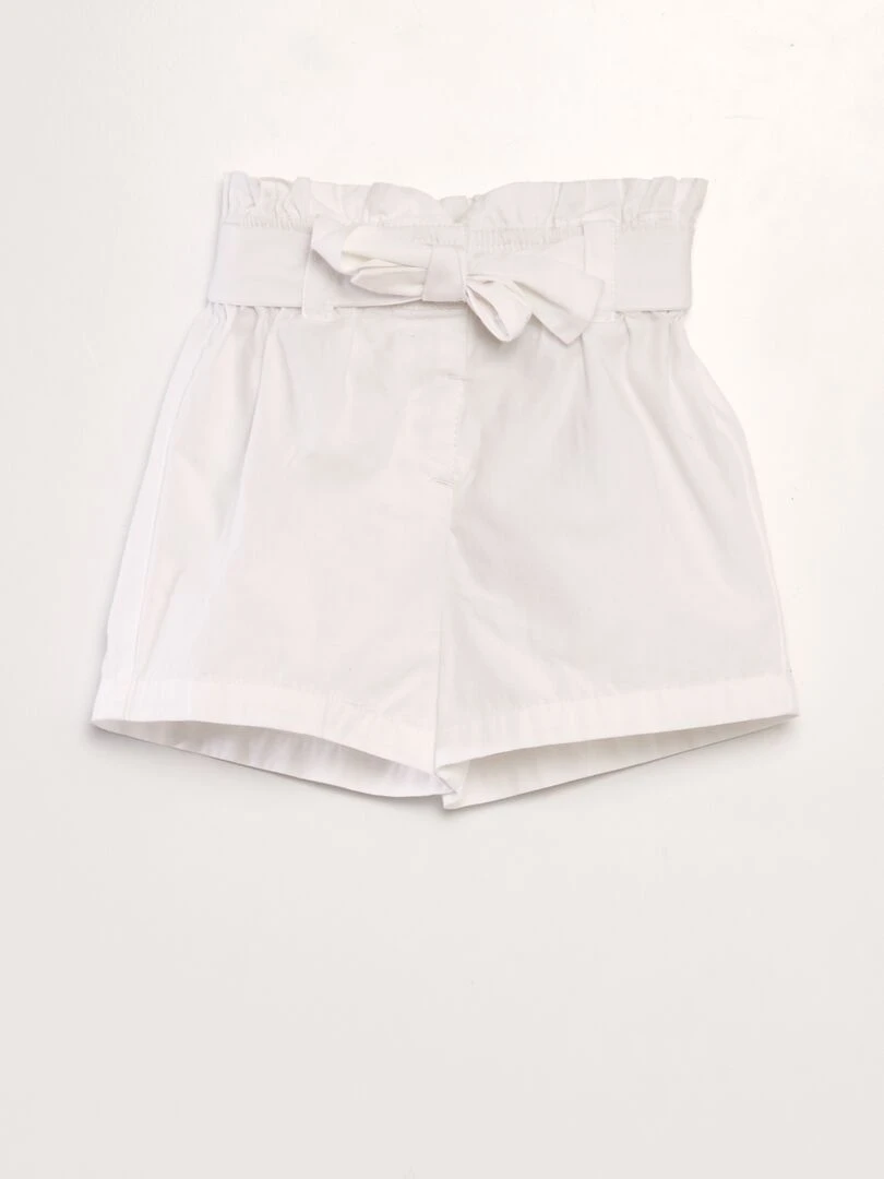 Short ceinturé en popeline blanc