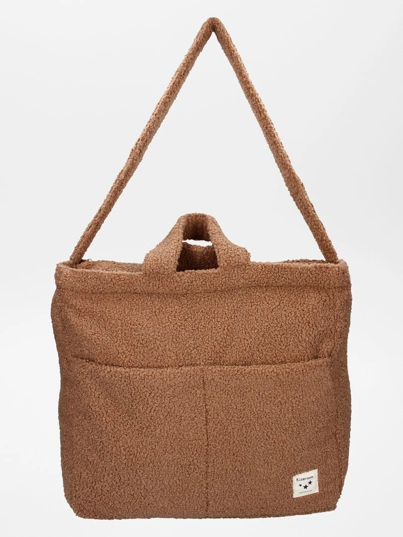 Sac à langer en sherpa + tapis à langer nomade Marron