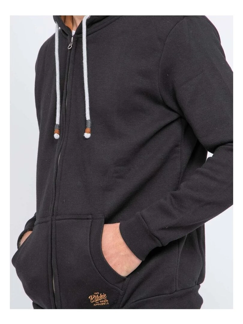Sweat zippé capuche WAMIN   Noir