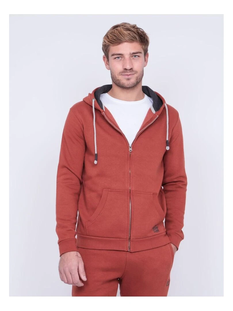 Sweat zippé capuche WAMIN Rouge brique