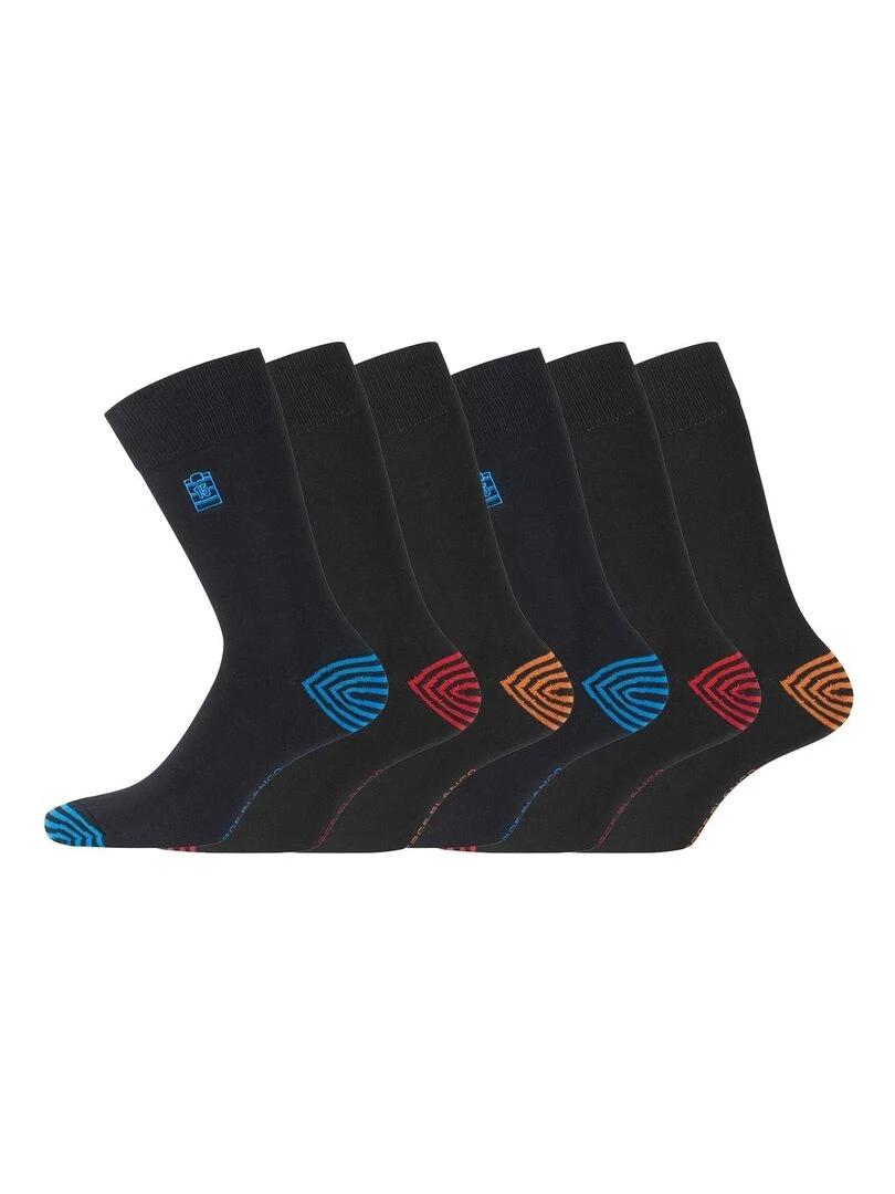Lot de 6 Paires de Chaussettes de ville coton homme Serge Blanco Noir