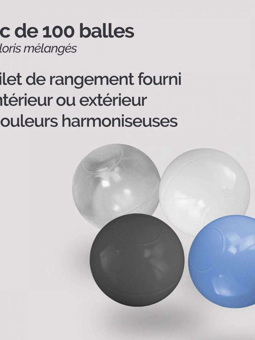 Lot de 5 sacs de 100 balles   Bleu  gris  blanc et transparent   Bleu