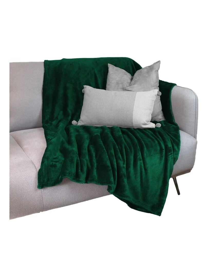 Couverture  plaid polaire en flanelle ultra doux   220 x 240 cm   Vivezen   Vert