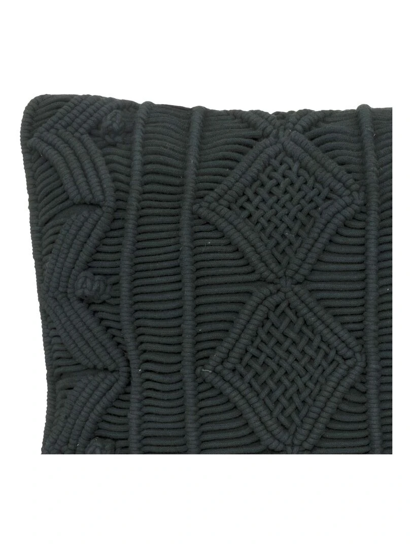 Coussin tissé en macramé Noir