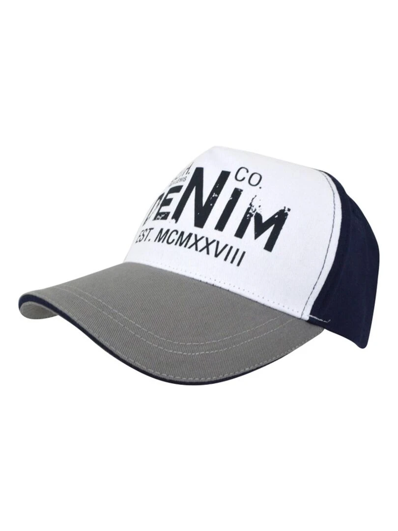 Casquette baseball tricolore Blanc Bleu Gris